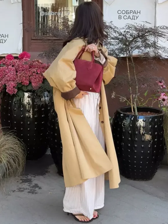 Classic Long Trench Coat For Women - Khaki Minimalist Single-Breasted Relaxed Fit Dust Coat - Spring Office-to-dinner Outerwear 2026