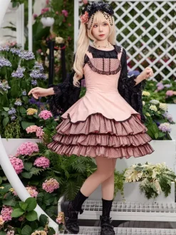 Classical Lolita Dress Lace Sleeveless Lolita Pink Dresses
