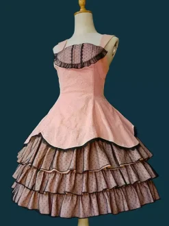 Classical Lolita Dress Lace Sleeveless Lolita Pink Dresses