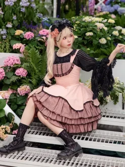 Classical Lolita Dress Lace Sleeveless Lolita Pink Dresses