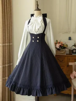 Classical Lolita Dress Polyester Sleeveless Stripes Classic Red Lolita Dresses