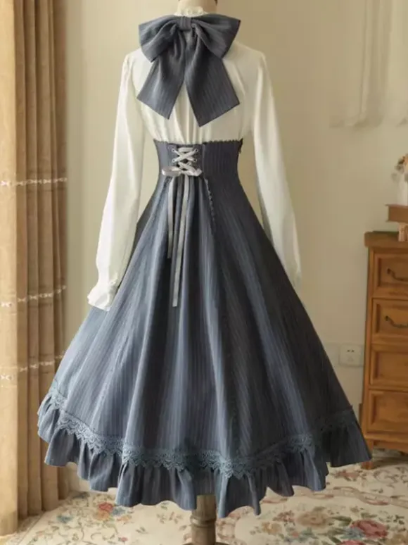 Classical Lolita Dress Polyester Sleeveless Stripes Classic Red Lolita Dresses