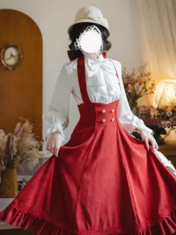 Classical Lolita Dress Polyester Sleeveless Stripes Classic Red Lolita Dresses