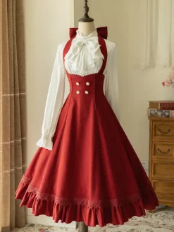 Classical Lolita Dress Polyester Sleeveless Stripes Classic Red Lolita Dresses