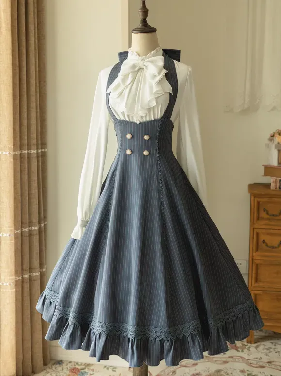 Classical Lolita Dress Polyester Sleeveless Stripes Classic Red Lolita Dresses