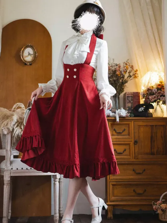 Classical Lolita Dress Polyester Sleeveless Stripes Classic Red Lolita Dresses