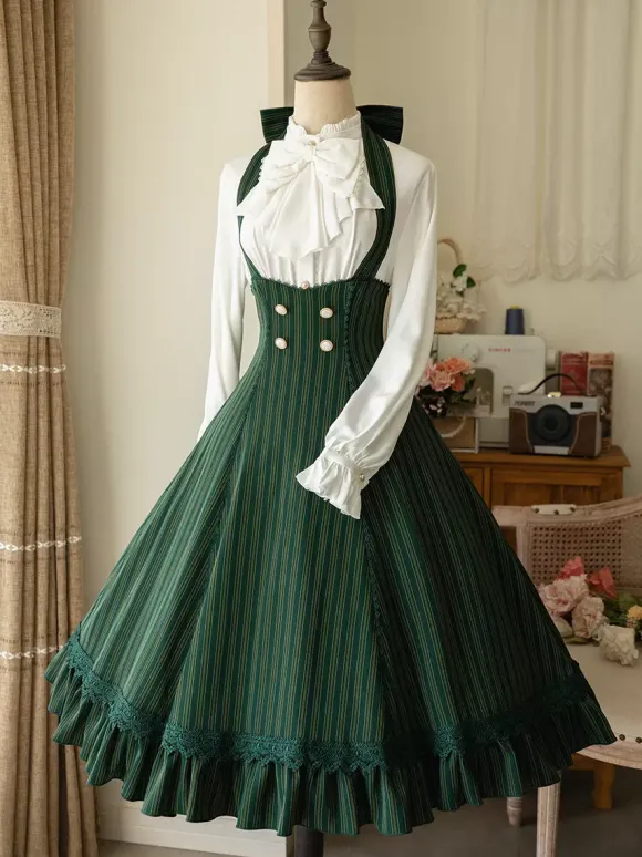 Classical Lolita Dress Polyester Sleeveless Stripes Classic Red Lolita Dresses