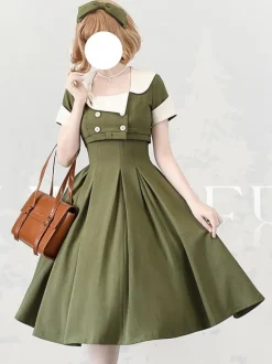Classical Lolita Dress Polyester Sleeveless Lolita Dresses Color Block Classic Black