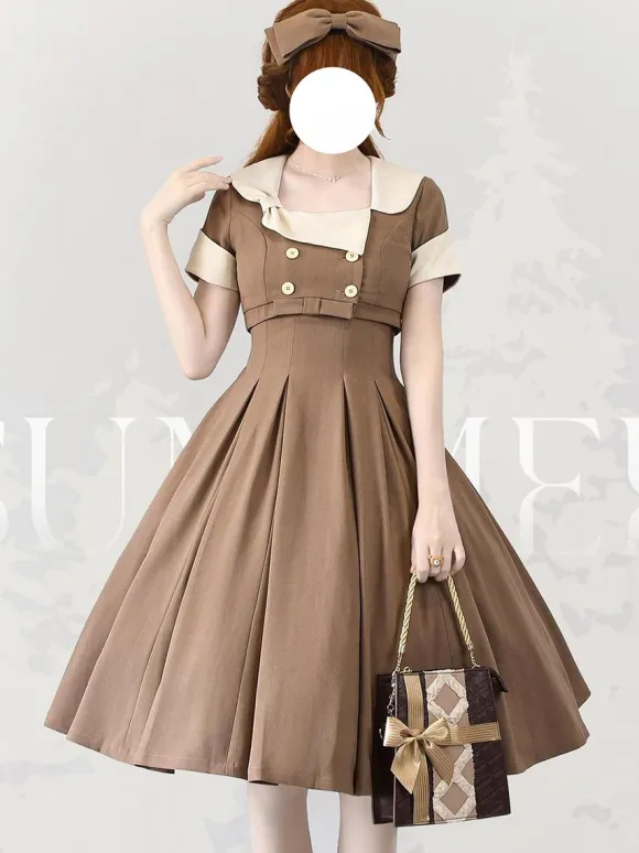 Classical Lolita Dress Polyester Sleeveless Lolita Dresses Color Block Classic Black