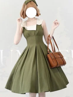 Classical Lolita Dress Polyester Sleeveless Lolita Dresses Color Block Classic Black