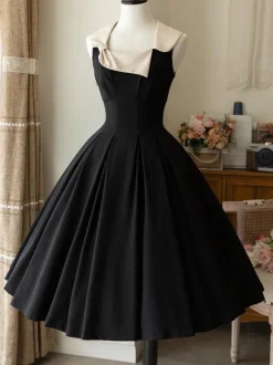 Classical Lolita Dress Polyester Sleeveless Lolita Dresses Color Block Classic Black