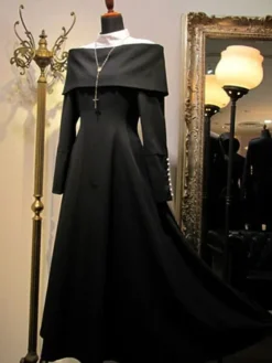 Classical Lolita Dress Polyester Cotton Buttons Lolita Dresses Long Sleeves Gothic Black