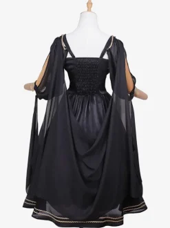 Classical Lolita Dress Polyester Long Sleeves Lolita Dresses Black Gold