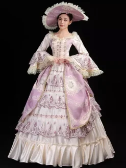 Classical Lolita Dress Polyester Long Sleeves Lolita Dresses Floral Print Classic Pink