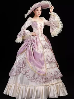 Classical Lolita Dress Polyester Long Sleeves Lolita Dresses Floral Print Classic Pink
