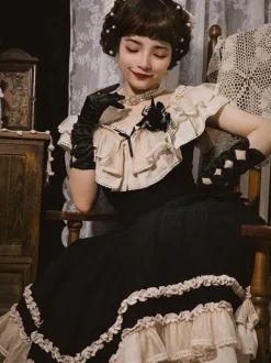 Classical Lolita Dress Polyester Sleeveless Lace Lolita Dresses Classic Black