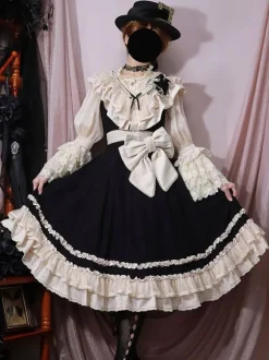 Classical Lolita Dress Polyester Sleeveless Lace Lolita Dresses Classic Black