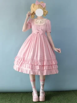 Classical Lolita Dress Polyester Short Sleeves Lavender Lolita Dresses