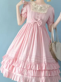 Classical Lolita Dress Polyester Short Sleeves Lavender Lolita Dresses