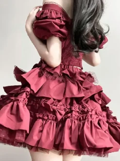 Classical Lolita Dress Polyester Short Sleeves Lolita Dresses Classic Black