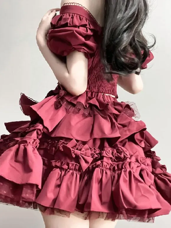 Classical Lolita Dress Polyester Short Sleeves Lolita Dresses Classic Black