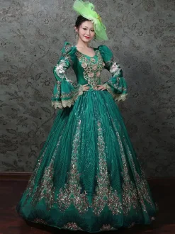 Classical Lolita Dress Polyester Long Sleeves Classic Lolita Dresses Green