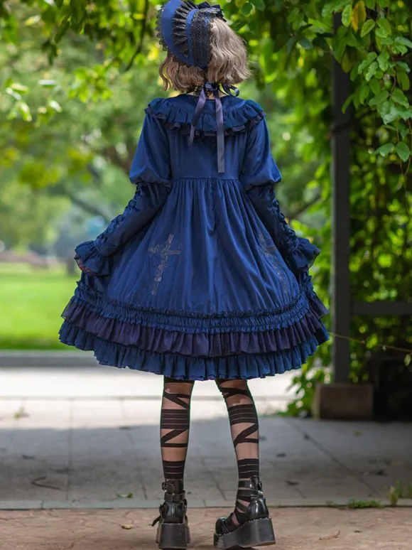 Classical Lolita Dress Velour Long Sleeves Black Lolita Dresses