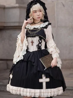Classical Lolita Dress Chiffon Sleeveless Lolita Dresses Apricot