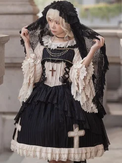Classical Lolita Dress Chiffon Sleeveless Lolita Dresses Apricot