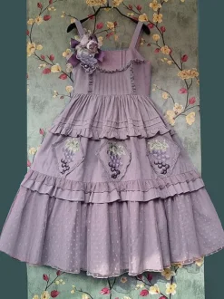 Classical Lolita Dress Cotton Lace Lolita Dresses Sleeveless Floral Print Dark Green