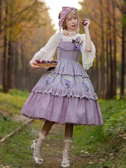 Classical Lolita Dress Cotton Lace Lolita Dresses Sleeveless Floral Print Dark Green