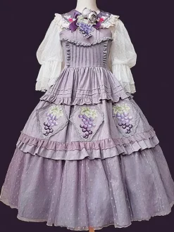 Classical Lolita Dress Cotton Lace Lolita Dresses Sleeveless Floral Print Dark Green