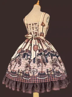 Classical Lolita Dress Cotton Bows Lolita Dresses Sleeveless Chocolate Jumper Skirt