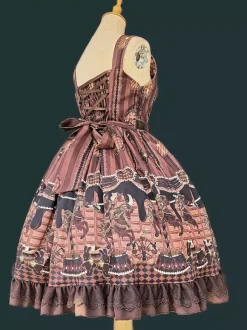 Classical Lolita Dress Cotton Bows Lolita Dresses Sleeveless Chocolate Jumper Skirt