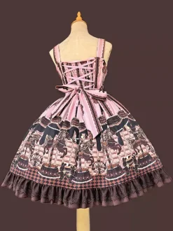 Classical Lolita Dress Cotton Bows Lolita Dresses Sleeveless Chocolate Jumper Skirt