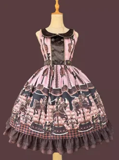 Classical Lolita Dress Cotton Bows Lolita Dresses Sleeveless Chocolate Jumper Skirt