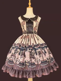 Classical Lolita Dress Cotton Bows Lolita Dresses Sleeveless Chocolate Jumper Skirt