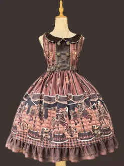 Classical Lolita Dress Cotton Bows Lolita Dresses Sleeveless Chocolate Jumper Skirt