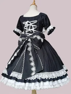 Classical Lolita Dress Cotton Sleeveless Black Lolita Dresses