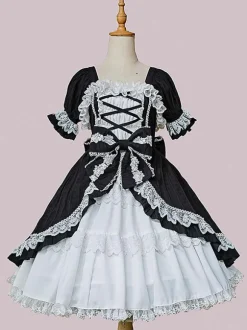 Classical Lolita Dress Cotton Sleeveless Black Lolita Dresses