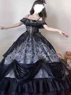 Classical Lolita Dresses JSK Gothic Lolita Dresses Bows Floral Print Slip Dress
