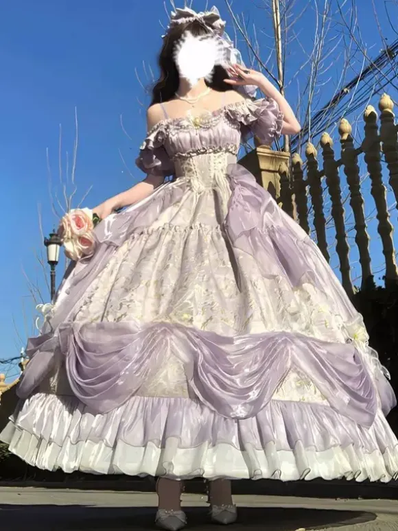 Classical Lolita Dresses JSK Gothic Lolita Dresses Bows Floral Print Slip Dress
