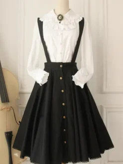 Classical Lolita Dress Military Style Cross Regression Lolita Salopette Button Suspender Skirt