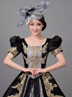 Classical Lolita Dress Polyester Short Sleeves Classic Lolita Dresses Black