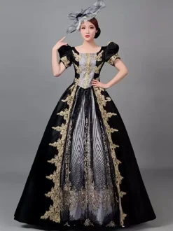 Classical Lolita Dress Polyester Short Sleeves Classic Lolita Dresses Black