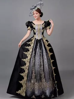Classical Lolita Dress Polyester Short Sleeves Classic Lolita Dresses Black