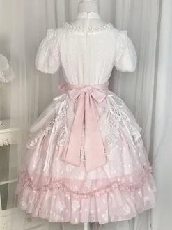 Classical Lolita Dress Polyester Short Sleeves Lolita Dresses Floral Print Classic Pink