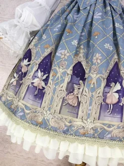 Classical Lolita Dress Polyester Sleeveless Lolita Dresses Classic Cyan