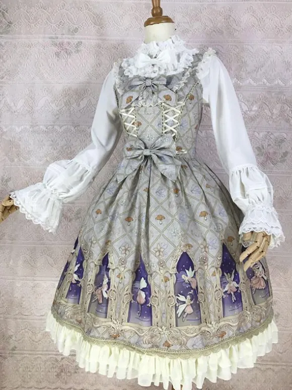 Classical Lolita Dress Polyester Sleeveless Lolita Dresses Classic Cyan