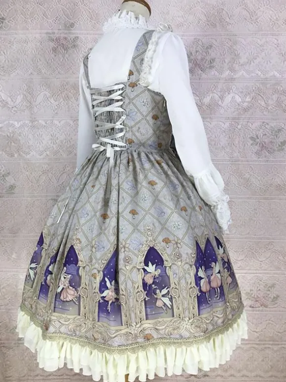Classical Lolita Dress Polyester Sleeveless Lolita Dresses Classic Cyan